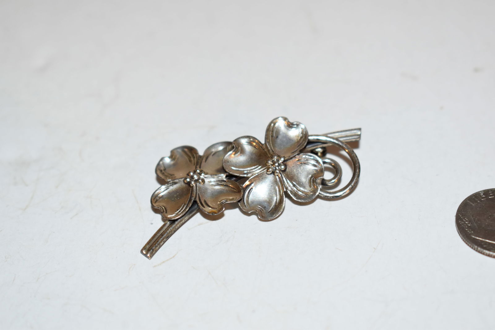 Antique Beau Sterling flowers Brooch Pin (1 of 4)