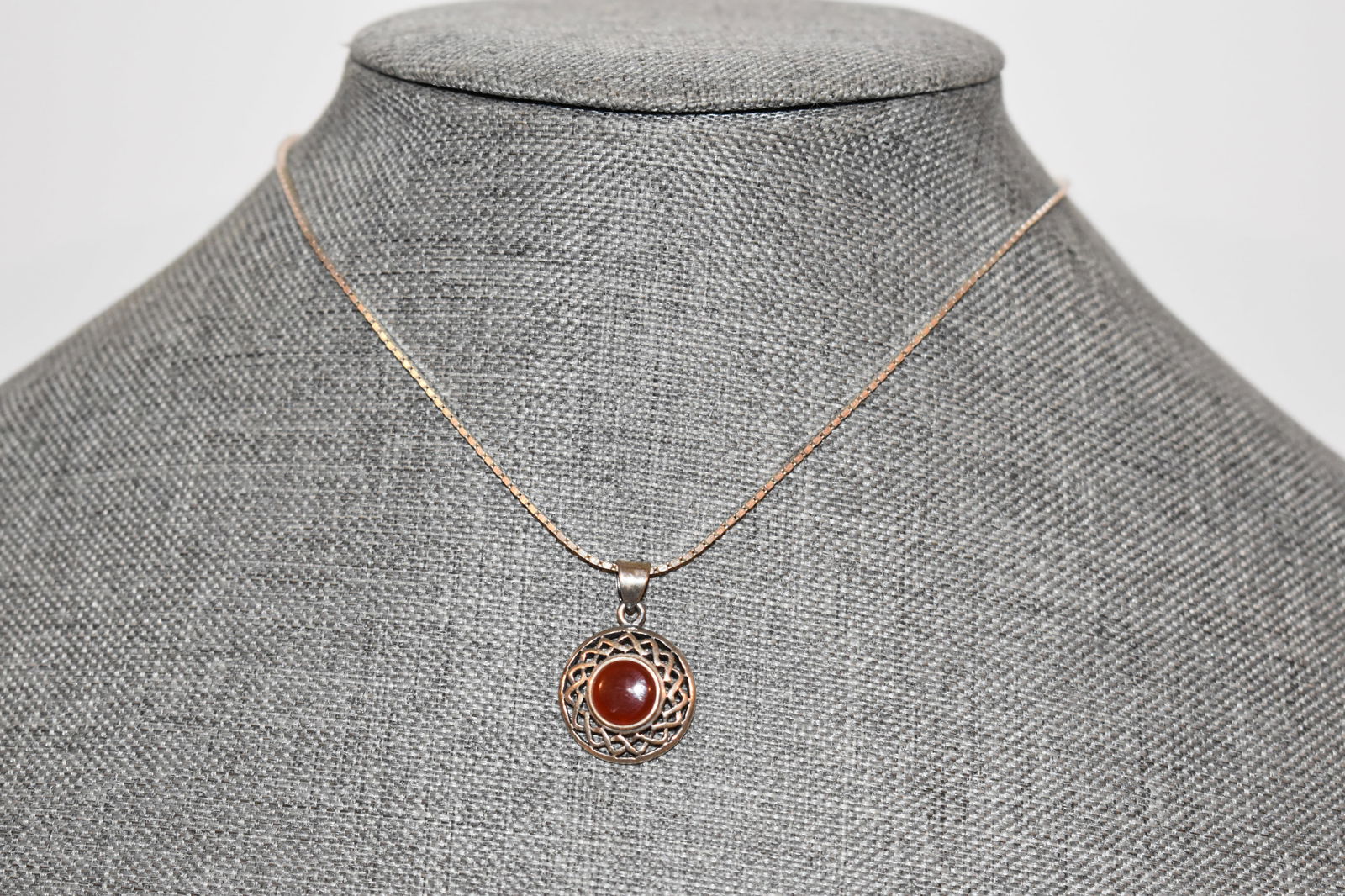 Vintage sterling silver red Art Deco style necklace by Boma 14" (1 of 4)