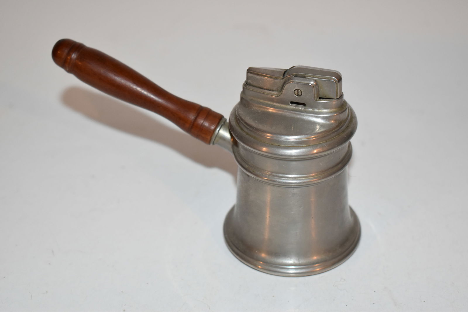 Vintage Ronson Colony Table Lighter Brushed Pewter with Wooden Handle works (1 of 4)