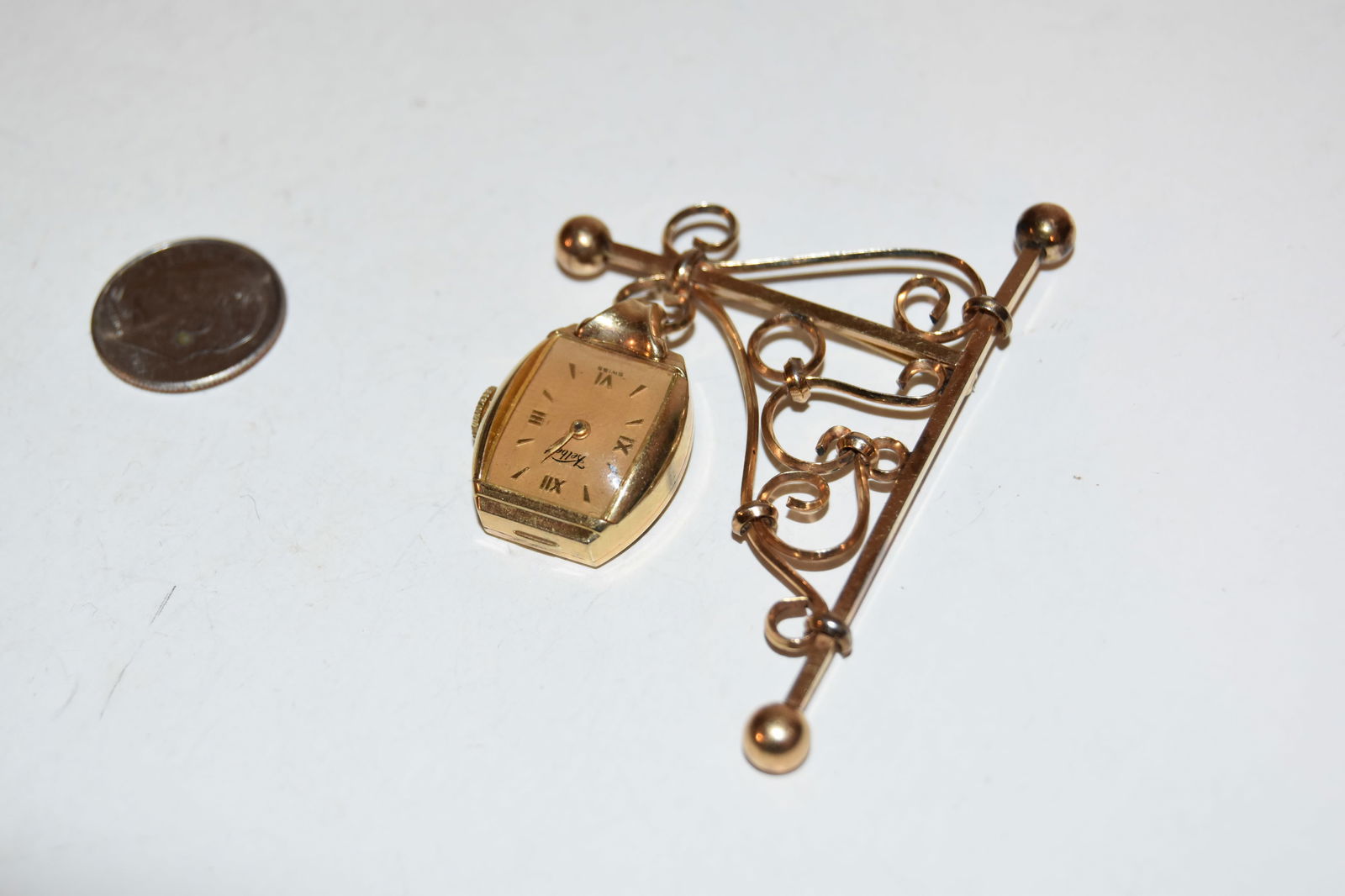 Vintage Kelbert Anti Magnetic Brooch Pin Watch works Rare (1 of 4)