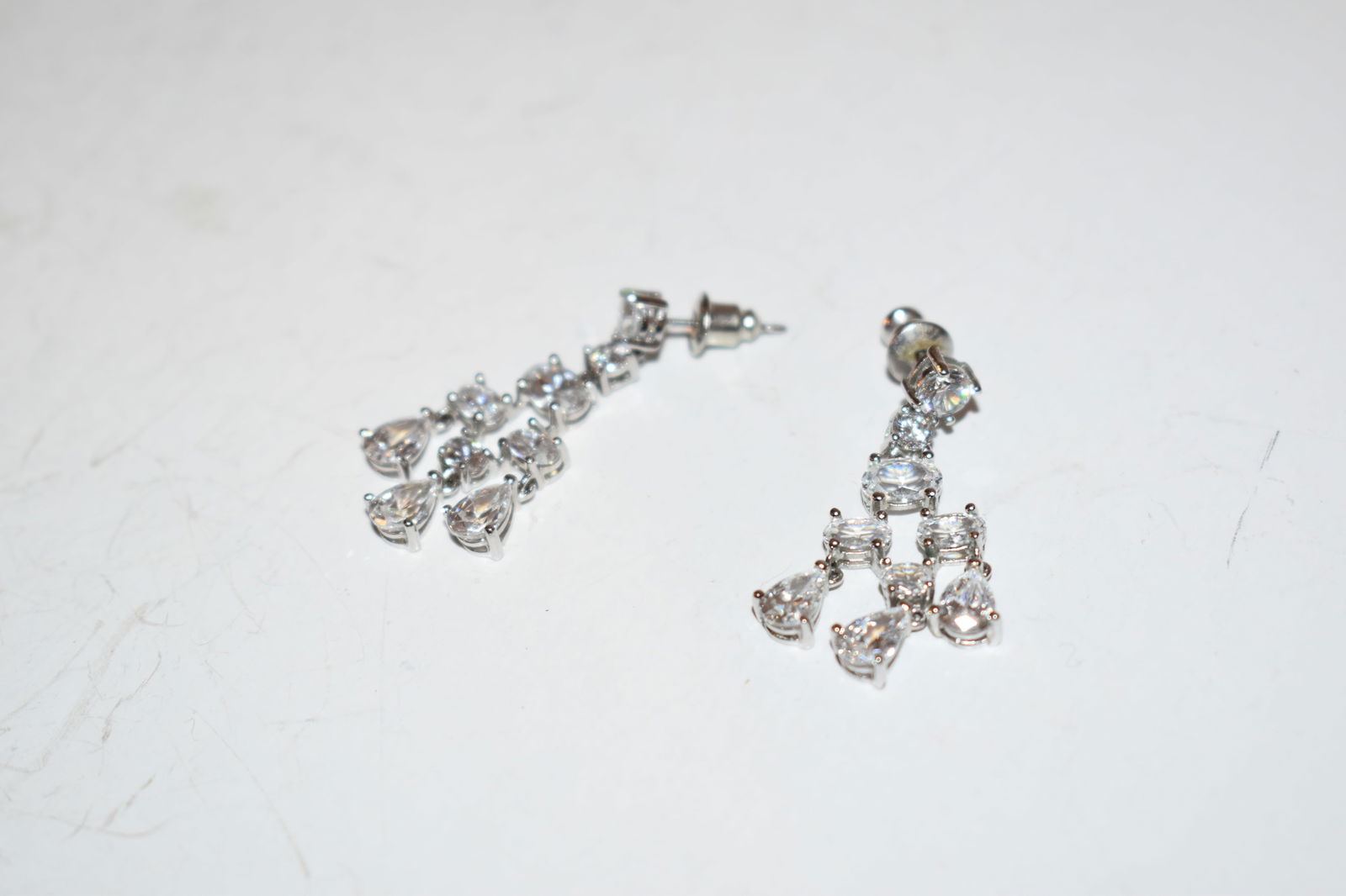 Vintage rhinestone dangle Earrings pierced (1 of 3)