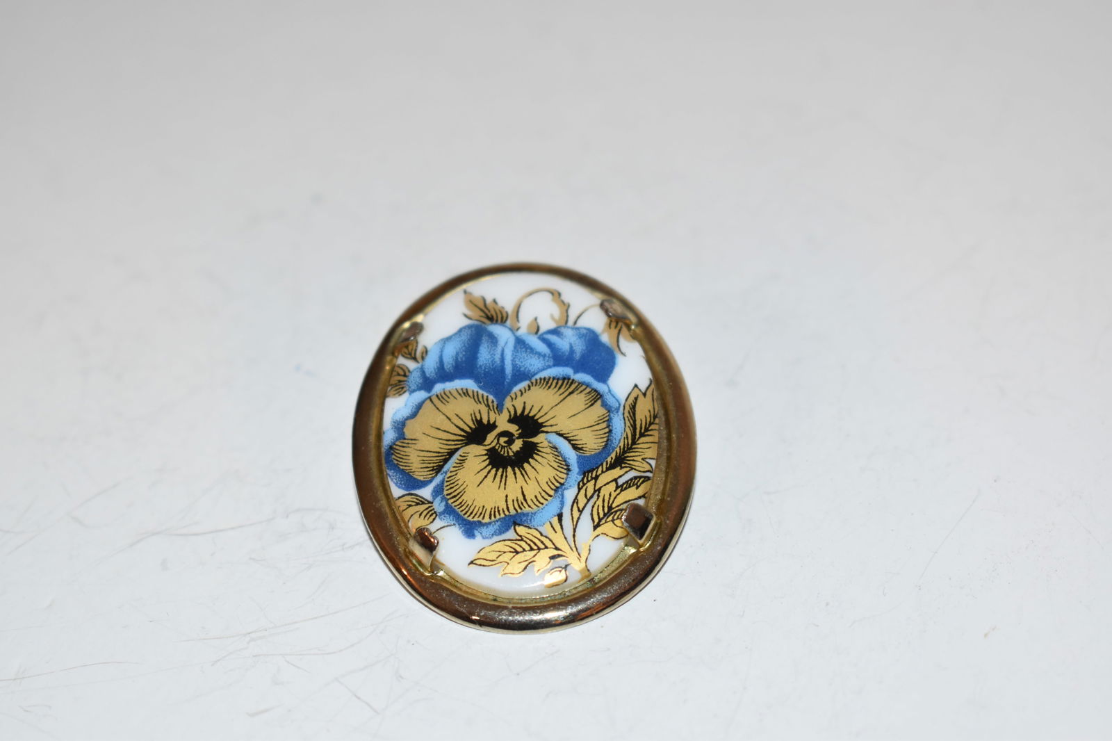 Vintage hand painted porcelain flower Brooch (1 of 3)