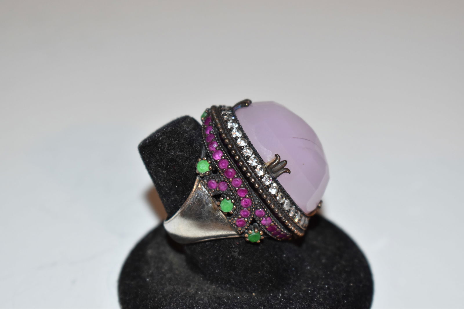 Vintage Sterling Silver large gem stone Ring Sz 7.4 (1 of 5)