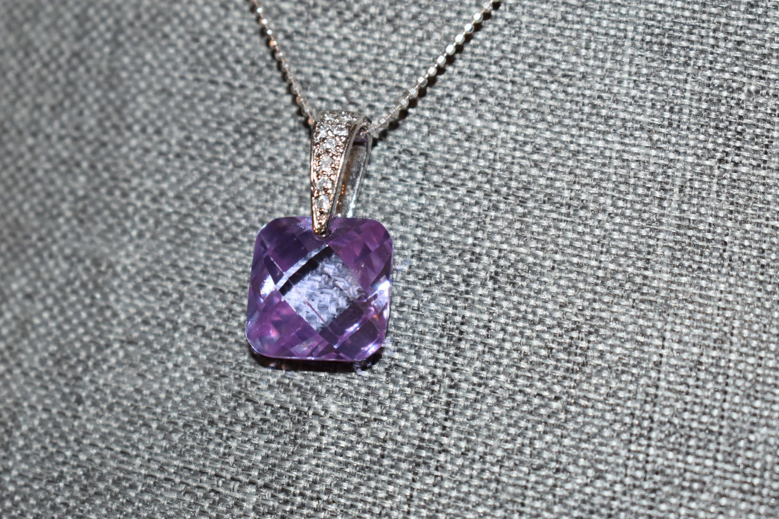 Vintage Sterling Silver Amethyst pendant Necklace 15" (1 of 6)