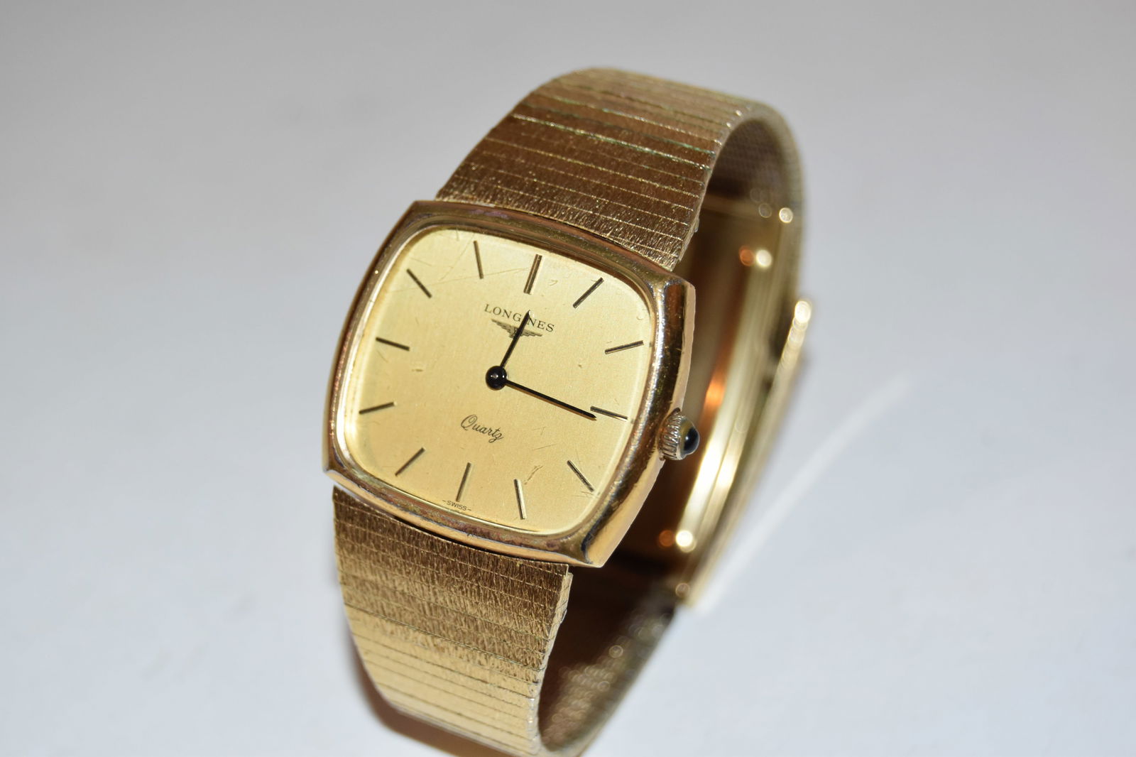 Longines Watch Quartz Men's Gold Dial Square 34mm Vintage Swiss Made works great!!!! (1 of 4)