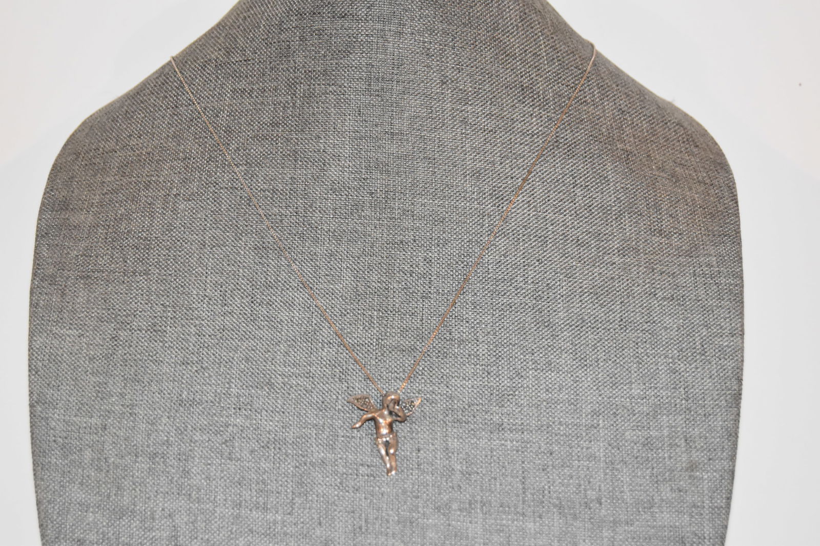Vintage Sterling Silver Cherub pendant Necklace 24" (1 of 4)