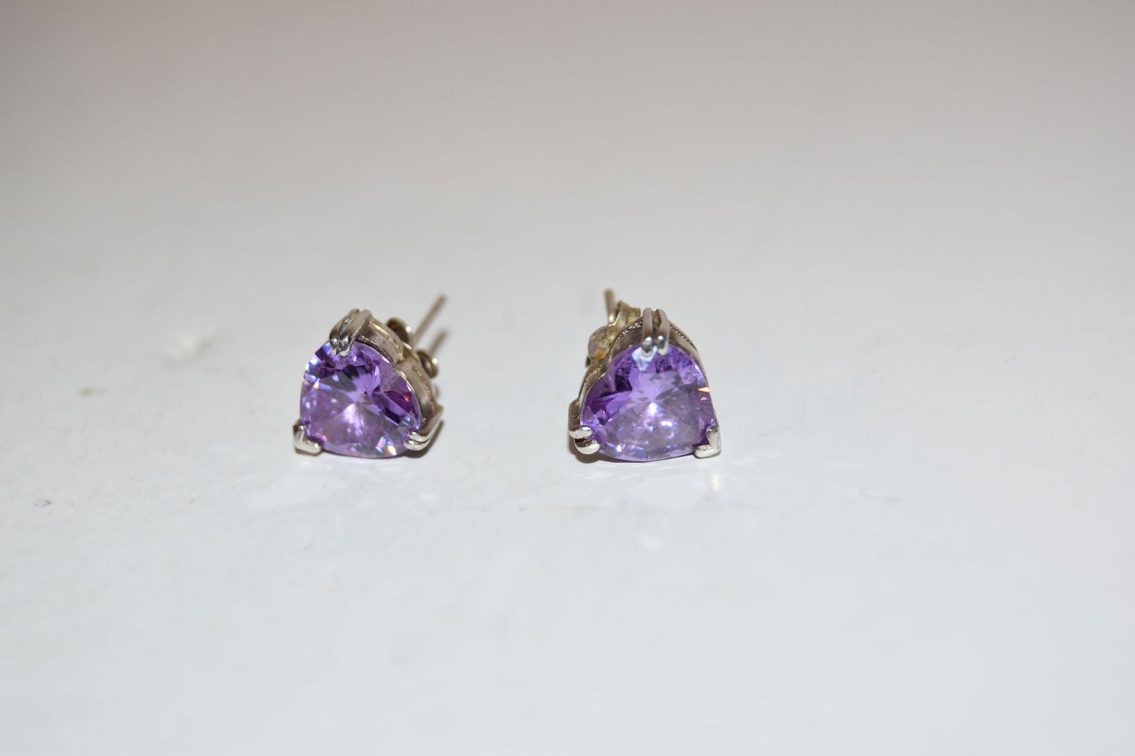 Vintage Sterling Silver Amethyst post Earrings (1 of 3)