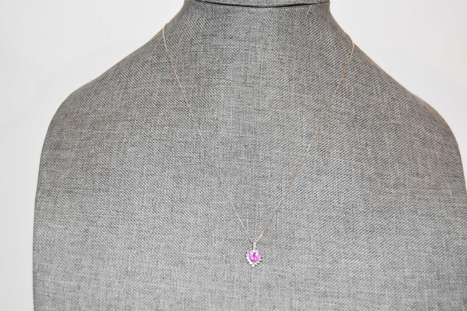 Vintage Sterling Silver ruby pendant Necklace 20" (1 of 4)