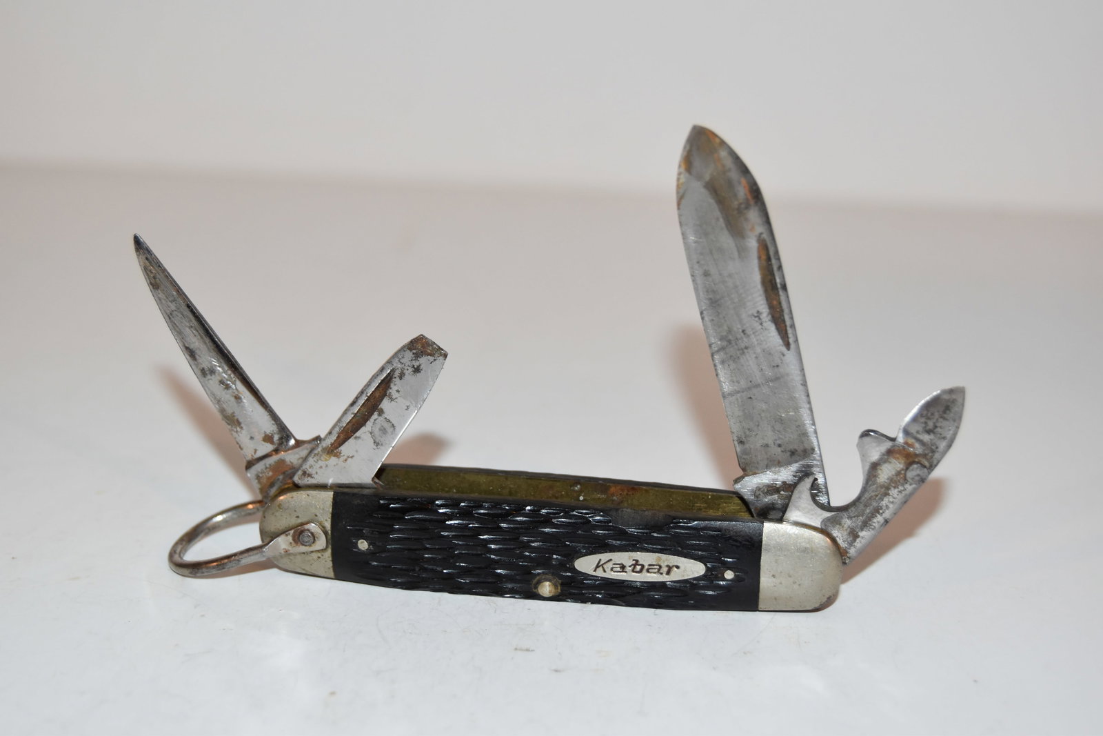 KA-BAR Knife Made in USA SCOUT Campers Multi Tool Black Jigged Handles Vintage (1 of 4)