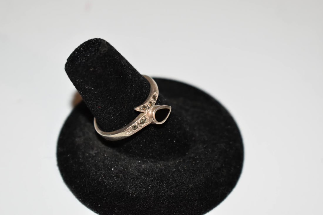 vintage sterling silver onyx ring Charles Winston sz 7 (1 of 5)