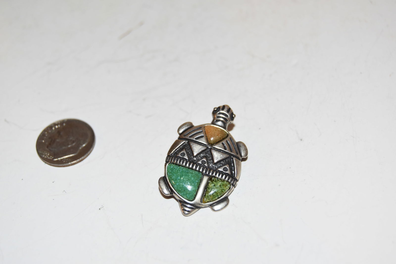 Vintage Sterling Silver navajo turtle brooch (1 of 3)