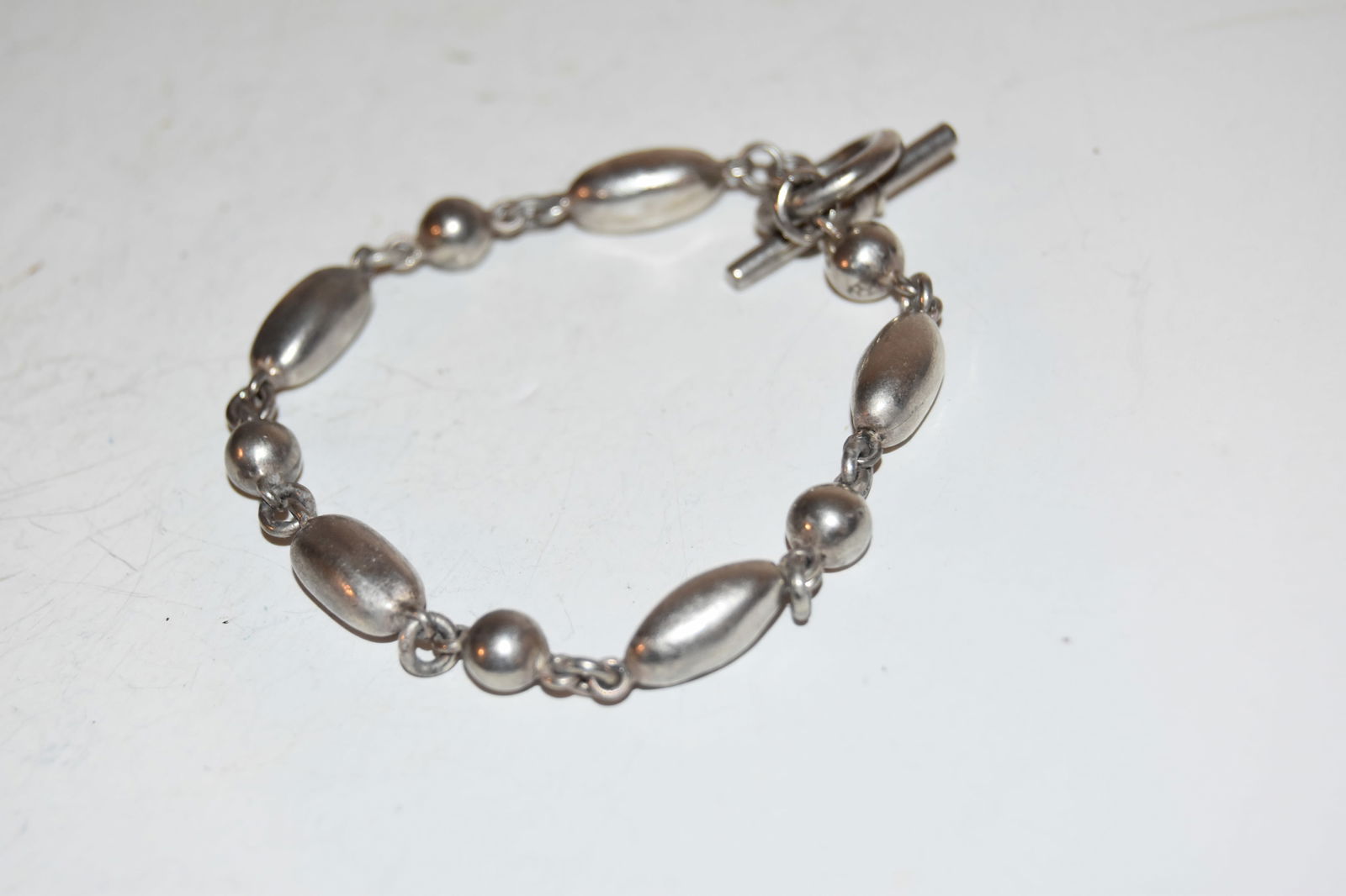 Vintage Sterling Silver beaded mexico Bracelet 8" (1 of 3)
