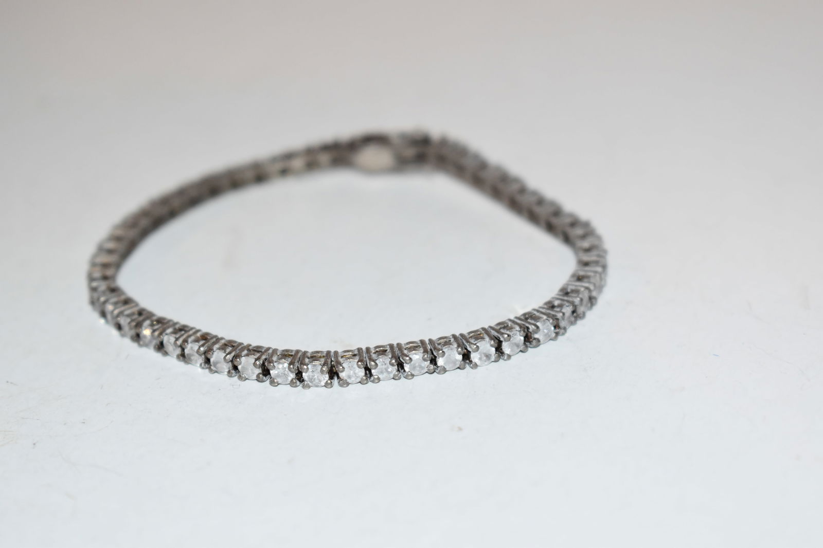 Vintage Sterling Silver rhinestone Bracelet 8" (1 of 3)