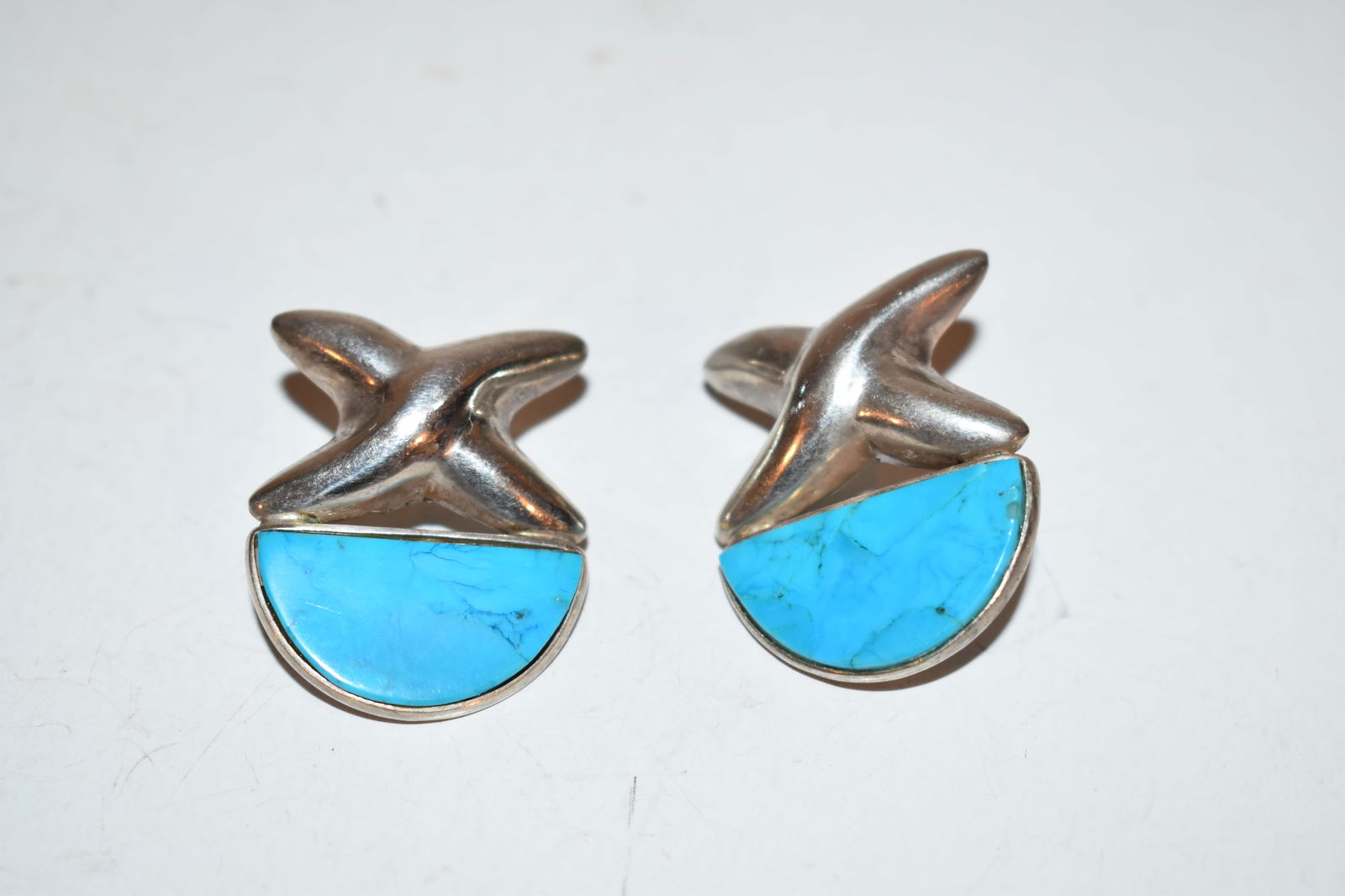 Vintage Sterling silver Turquoise X post Earrings (1 of 4)