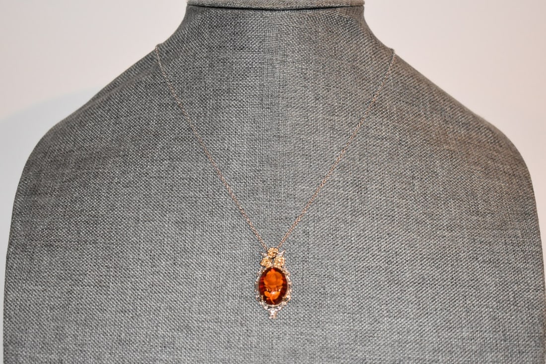 vintage michael valitutti amber rose necklace 18" (1 of 4)