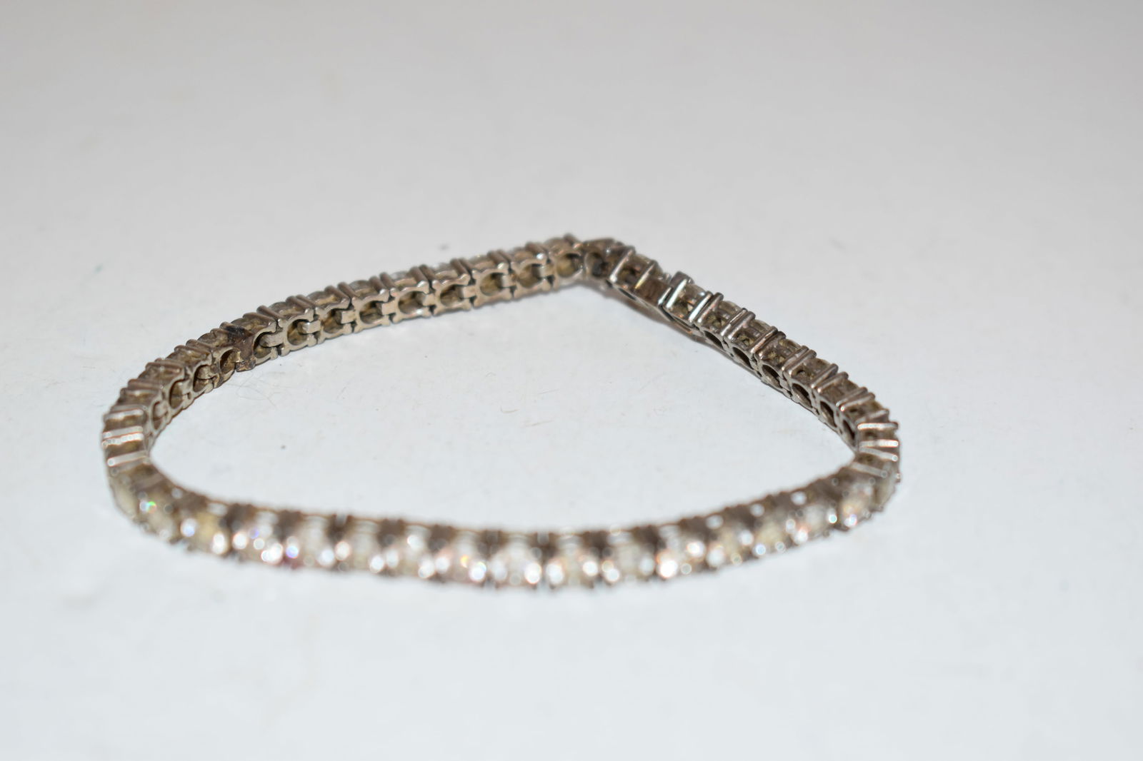 Vintage Sterling Silver rhinestone Bracelet 7" (1 of 4)