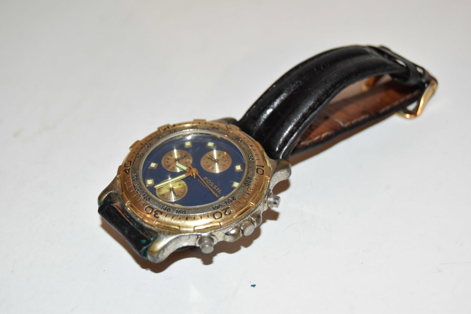 Vintage Fossil Blue Chronograph Watch Model CH-2218 works needs battery (1 of 5)