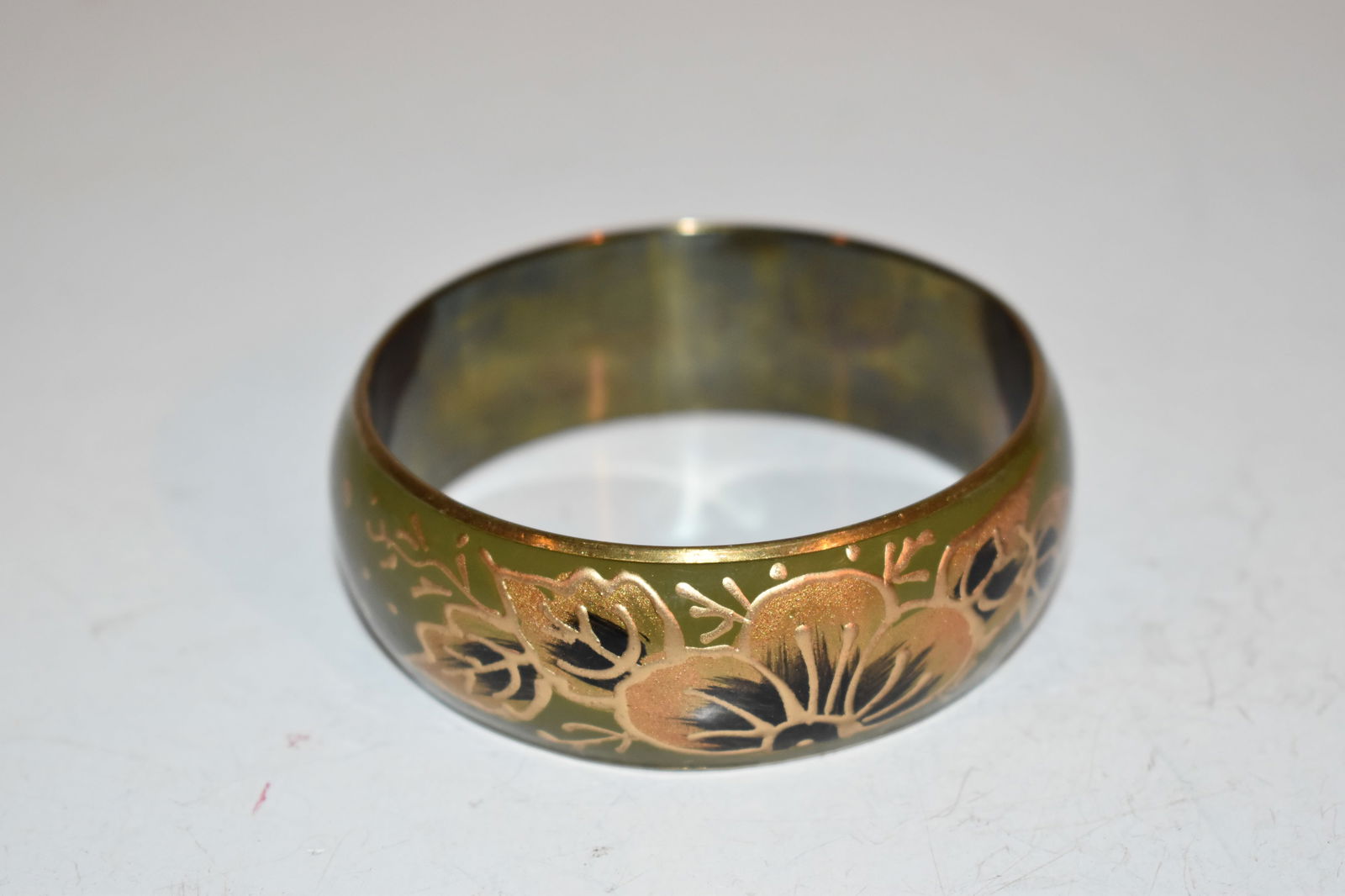 Vintage brass enamel floral Bracelet 7" (1 of 3)