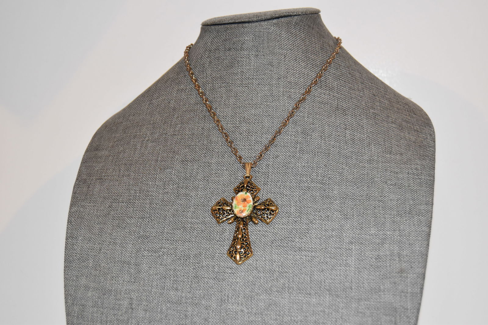 Vintage brass cross Necklace 16" (1 of 4)