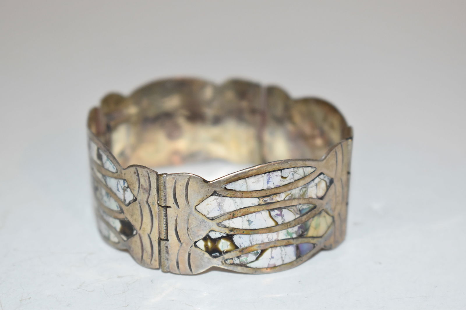 Vintage Mexican Sterling Silver & Abalone Bracelet JPM 7" (1 of 4)