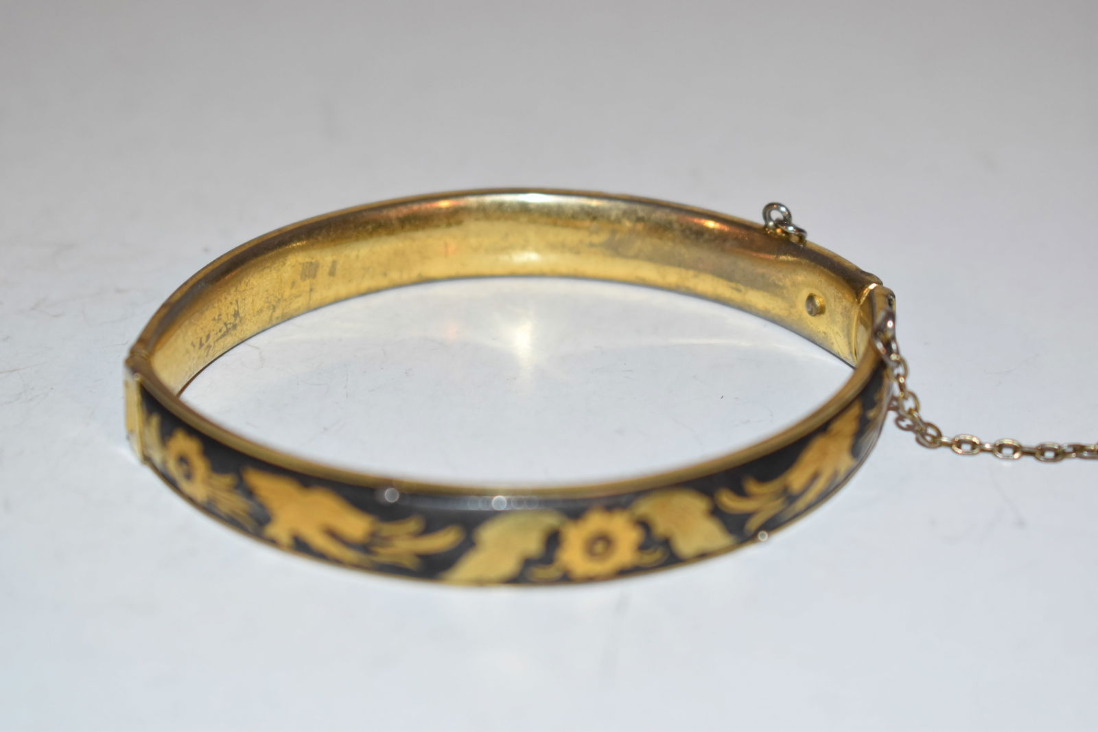 Vintage Damascene Hinged Cuff Bangle Bracelet Birds (1 of 4)