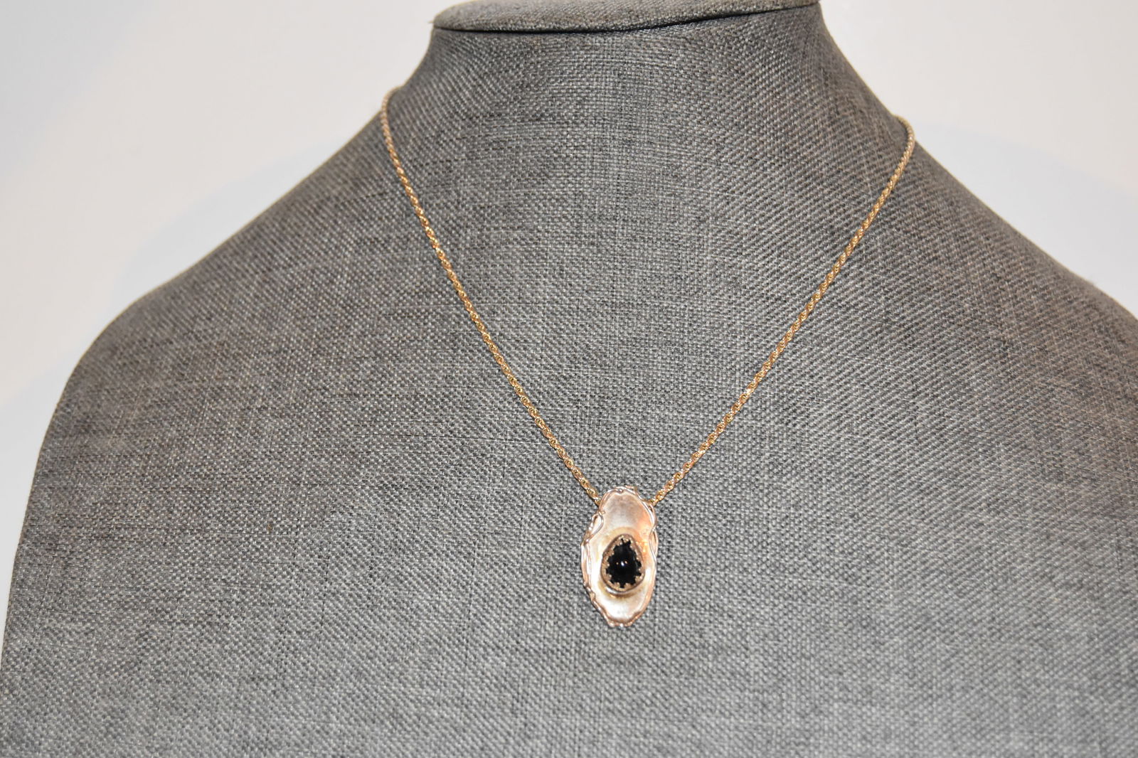 Vintage Sterling Silver signed onyz pendant rope Necklace 17" (1 of 4)