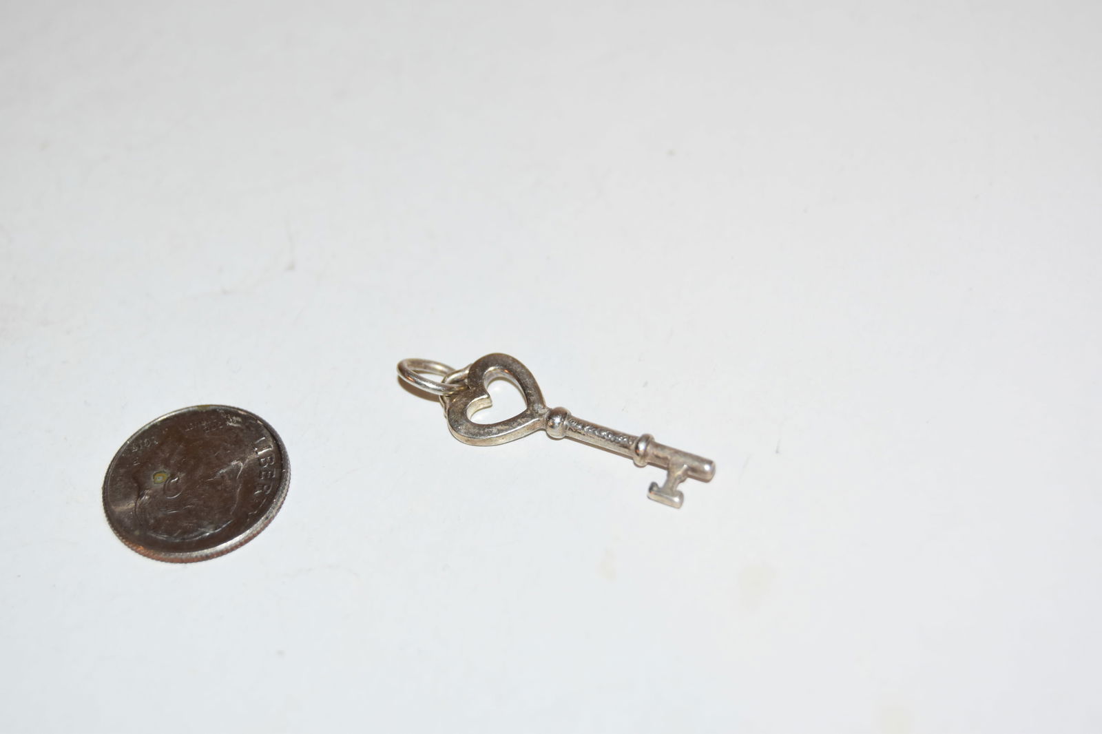 Tiffany & Co. Sterling Silver small Heart Key Pendant Charm 1 5/8" (1 of 3)