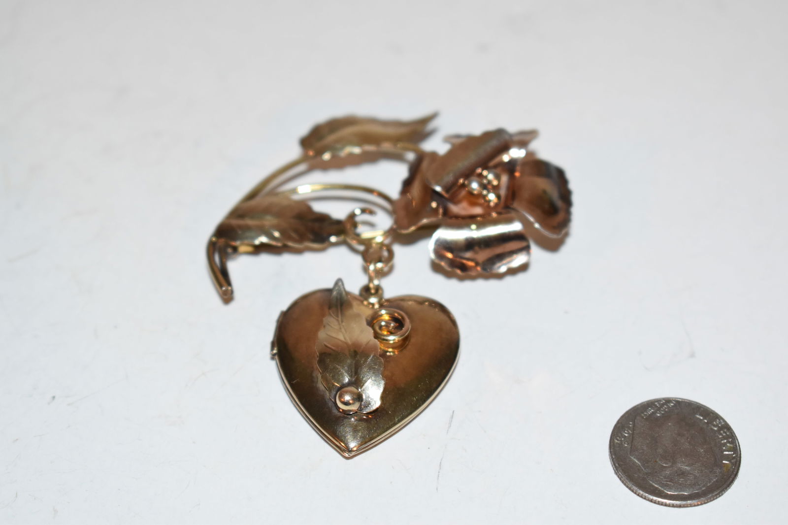 Vintage Sterling silver 1/20 12K GF LOCKET Brooch (1 of 5)