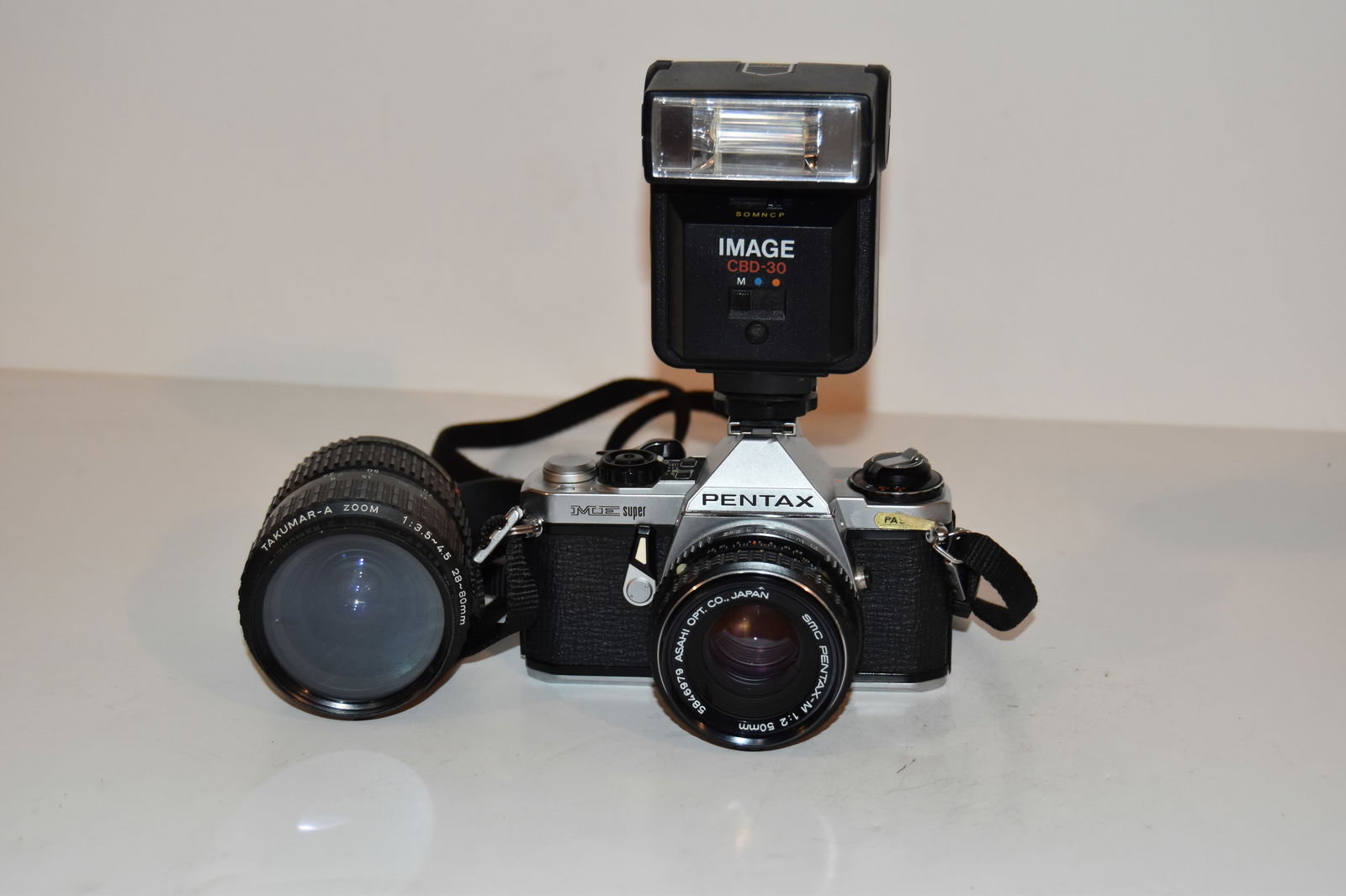 Pentax ME Super 35mm Camera With Pentax M 50mm f2 lens & Takumar-A zoom lens image flash & bag works (1 of 6)