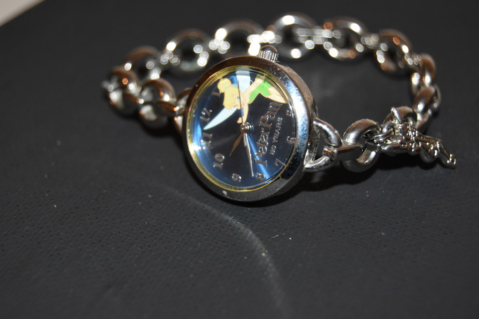Disney Peter Pan Tinker Bell 50n Years Silver Tone Dial Link Band Watch working (1 of 5)