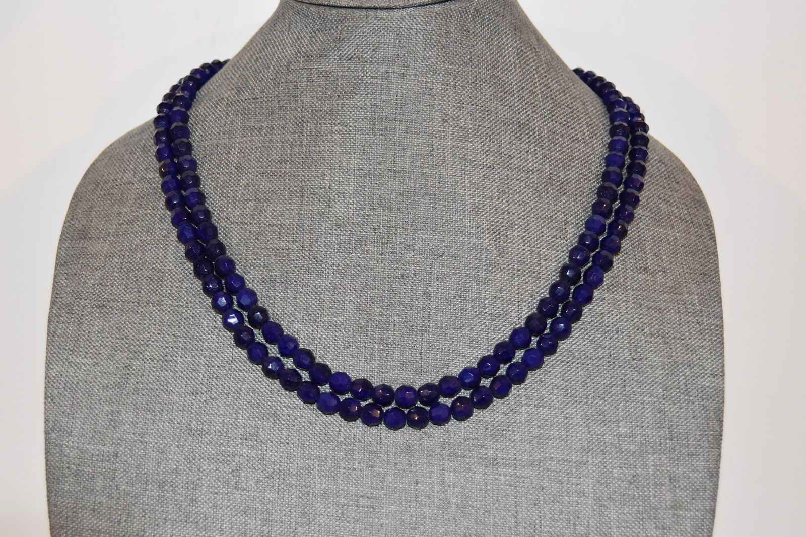 Vintage 1930s blue/purple beaded gemstone double Necklace 21" (1 of 5)