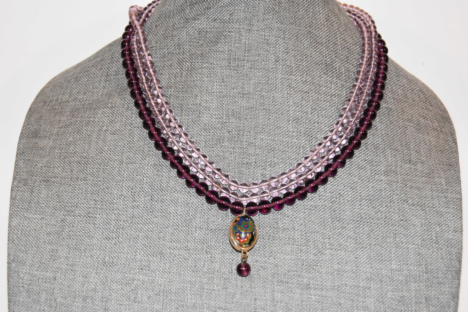 Vintage beaded 3 strand tourmaline Necklace 18" (1 of 4)