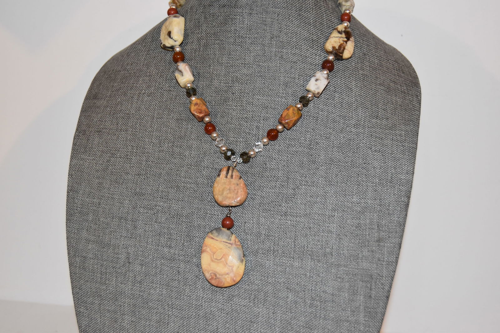 Vintage large beaded gemstone Necklace 19" (1 of 4)