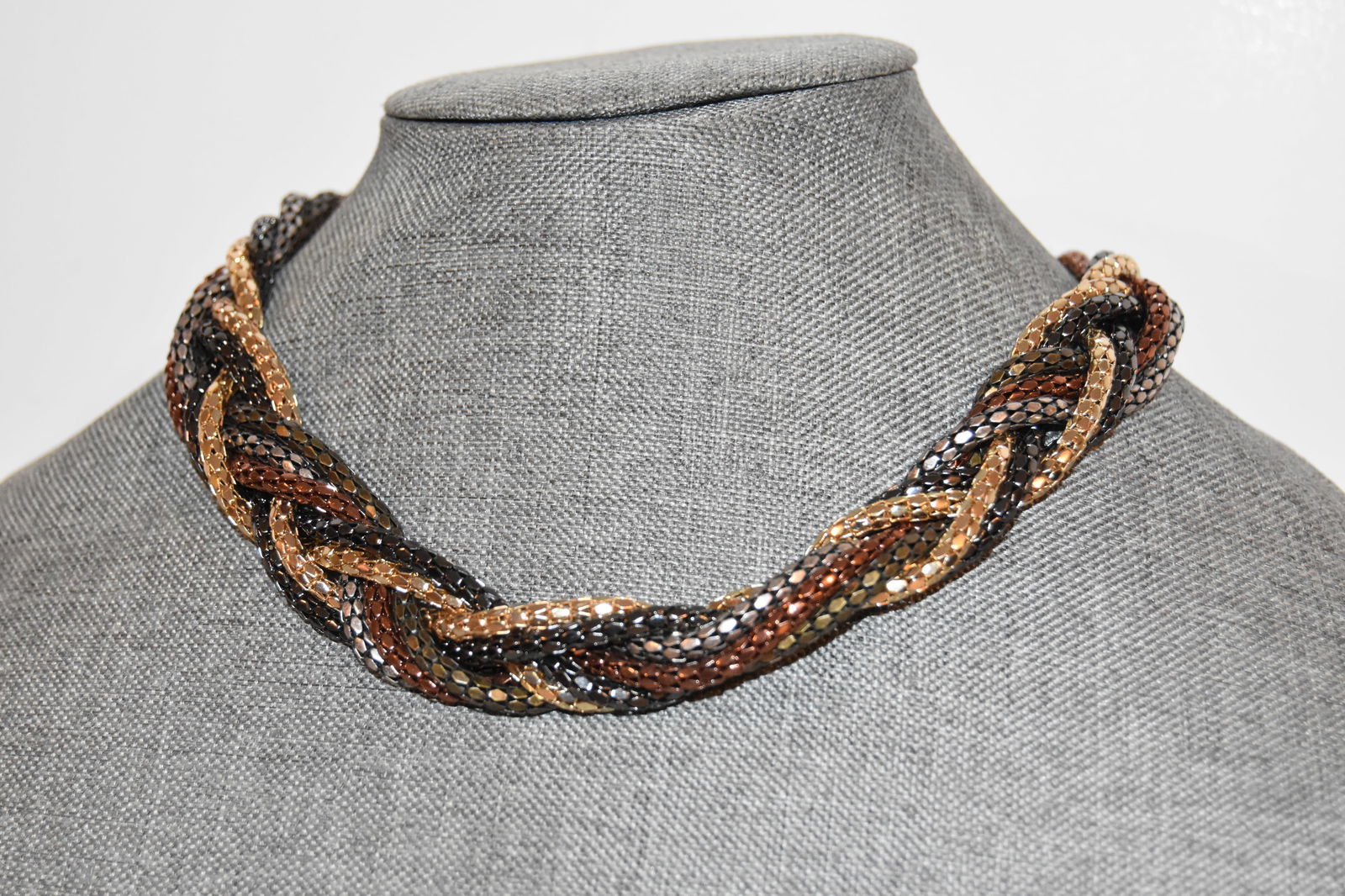 Vintage braided mesh metal Necklace (1 of 4)