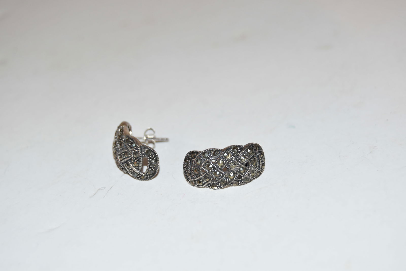 Vintage Sterling Silver marcasite post Earrings (1 of 4)