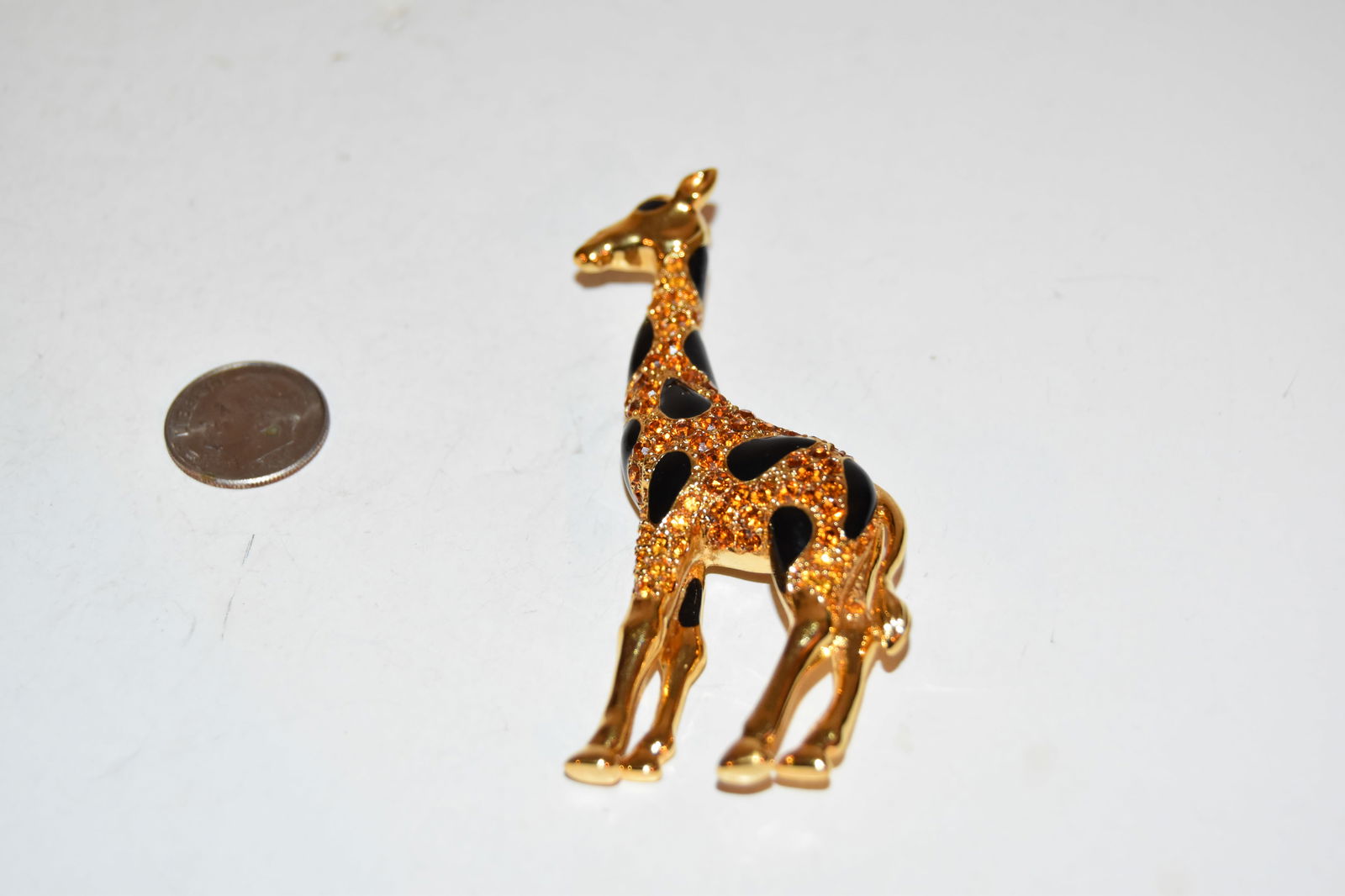 Vintage Crown Trifari Brooch Pin Signed Giraffe Rhinestone Enamel Safari (1 of 3)