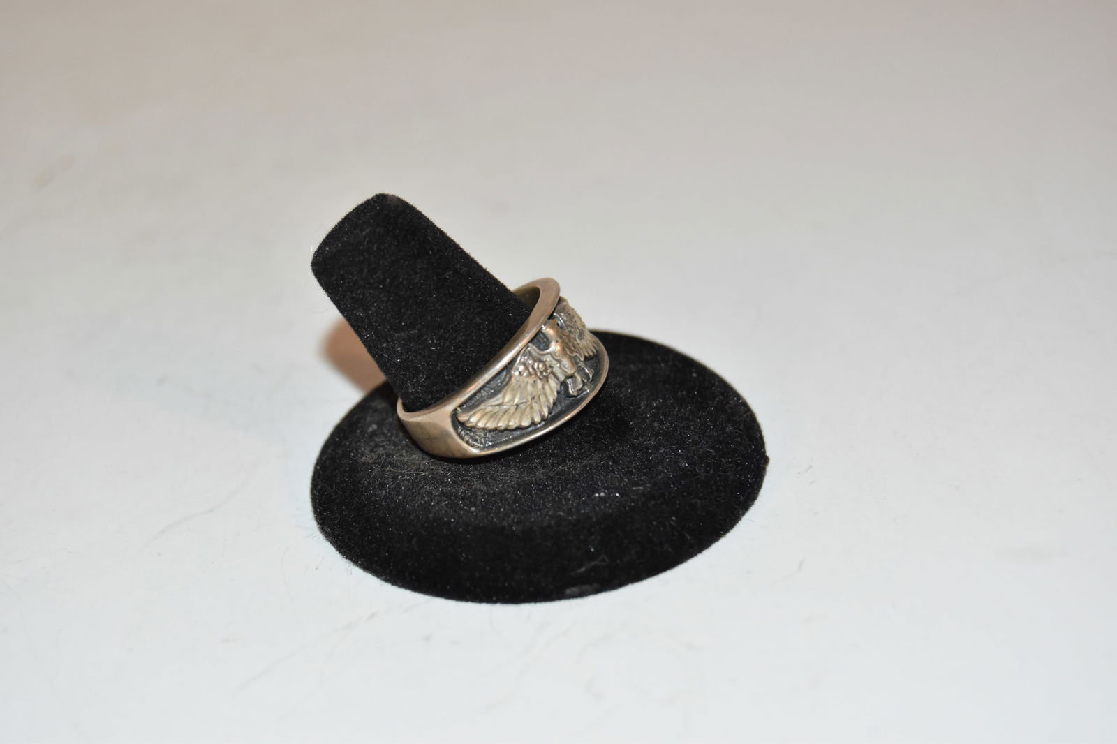 Vtg Sterling Silver Otto Motorcycle Biker American Eagle Man Ring Size 10 (1 of 4)