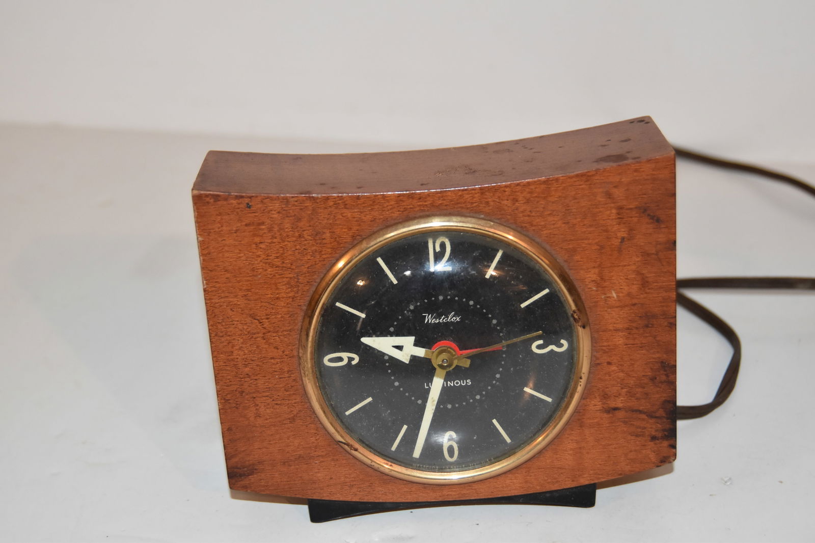 Westclox Pittsfield Wood Alarm Clock 1950's MCM Tested mid century works (1 of 4)