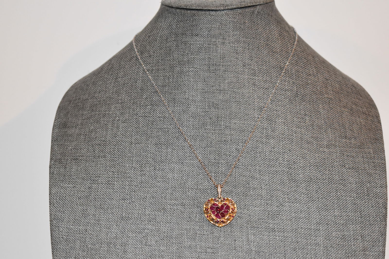 Michael Valitutti Sterling Silver Topaz Gemstone Heart Pendant necklace 20" (1 of 5)