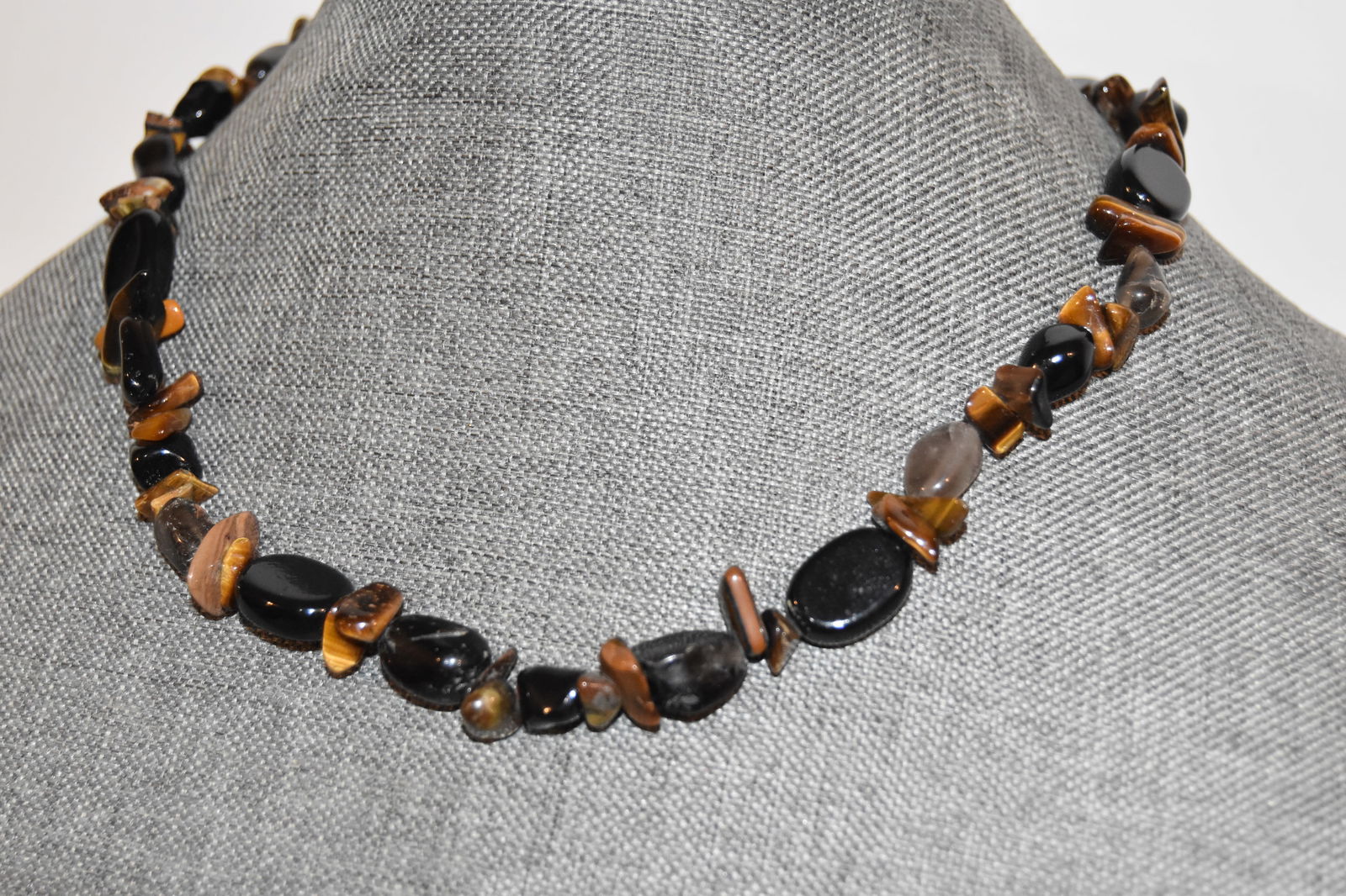 Vintage gemstone beaded tigers eye Necklace (1 of 4)