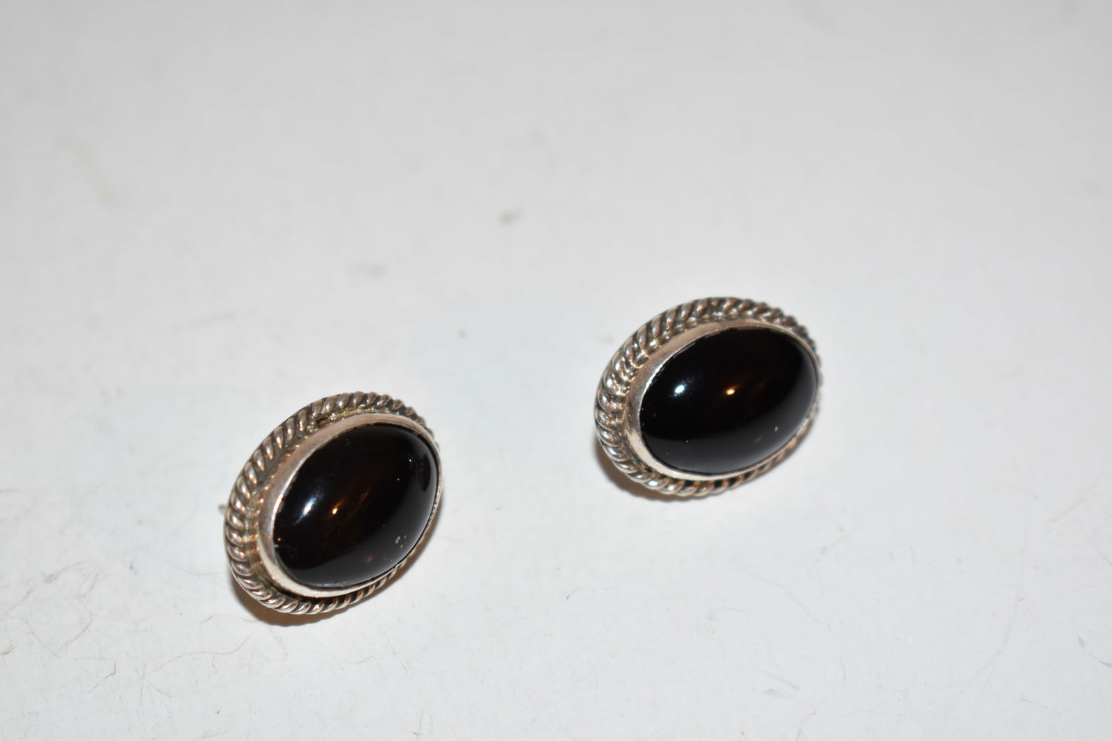 Vintage Sterling Silver onyx post Earrings (1 of 3)