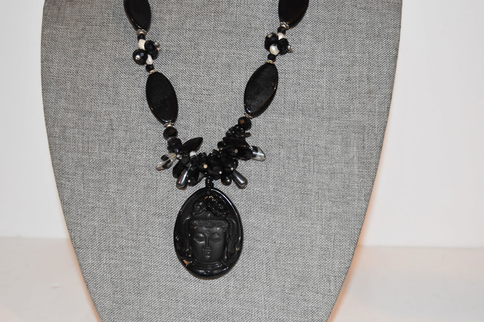 Vintage black beaded face Necklace (1 of 5)