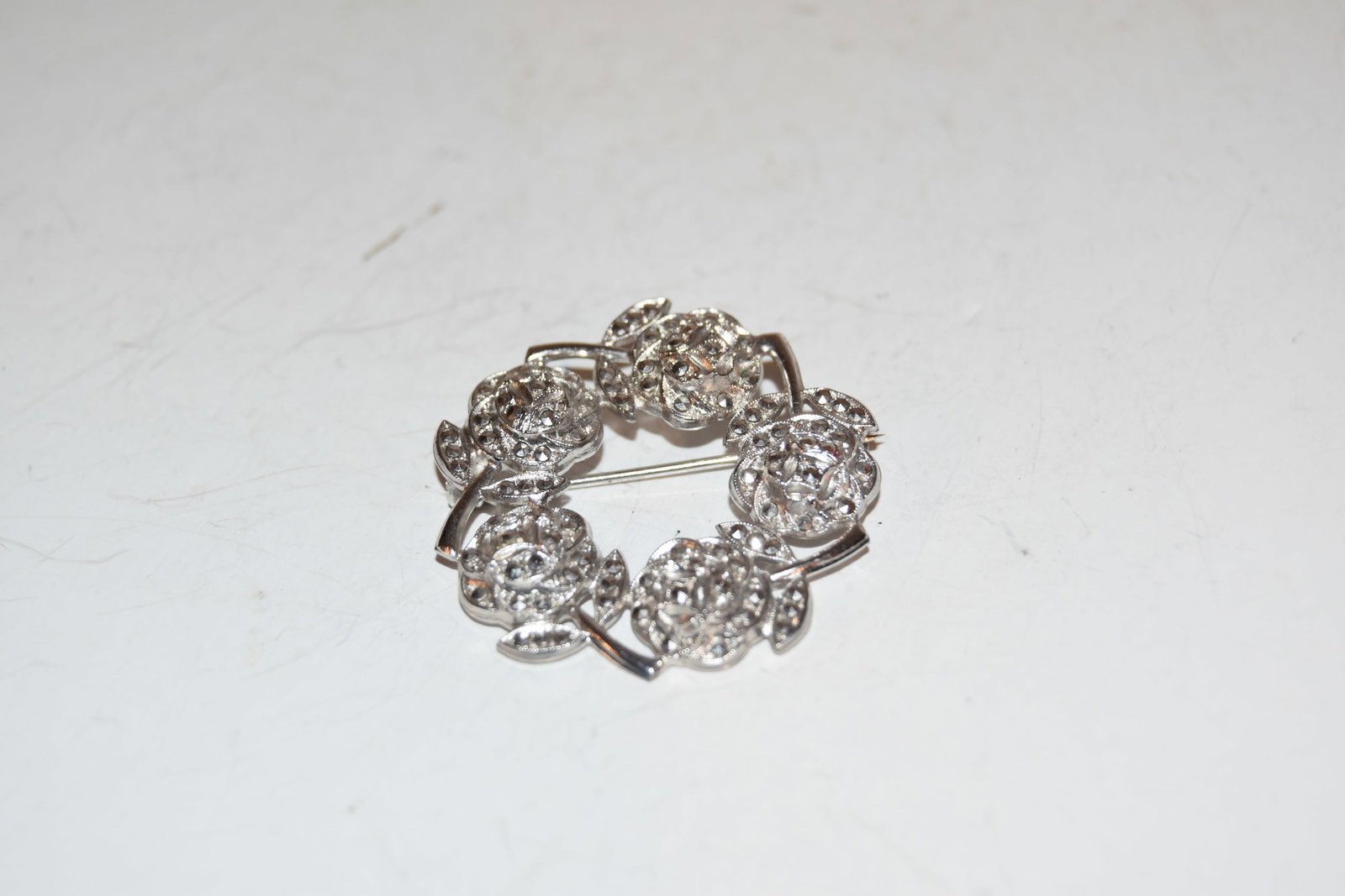 Vintage Sterling Silver marcasite Brooch: Vintage Sterling Silver marcasite Brooch pendant necklace Please view all photos as they are part of the description and condition of this Item, Feel free to contact me with questions or picture reque