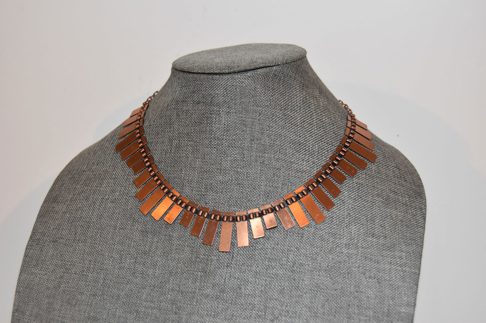 Vintage RENOIR Copper Necklace Modernist Signed Choker (1 of 5)