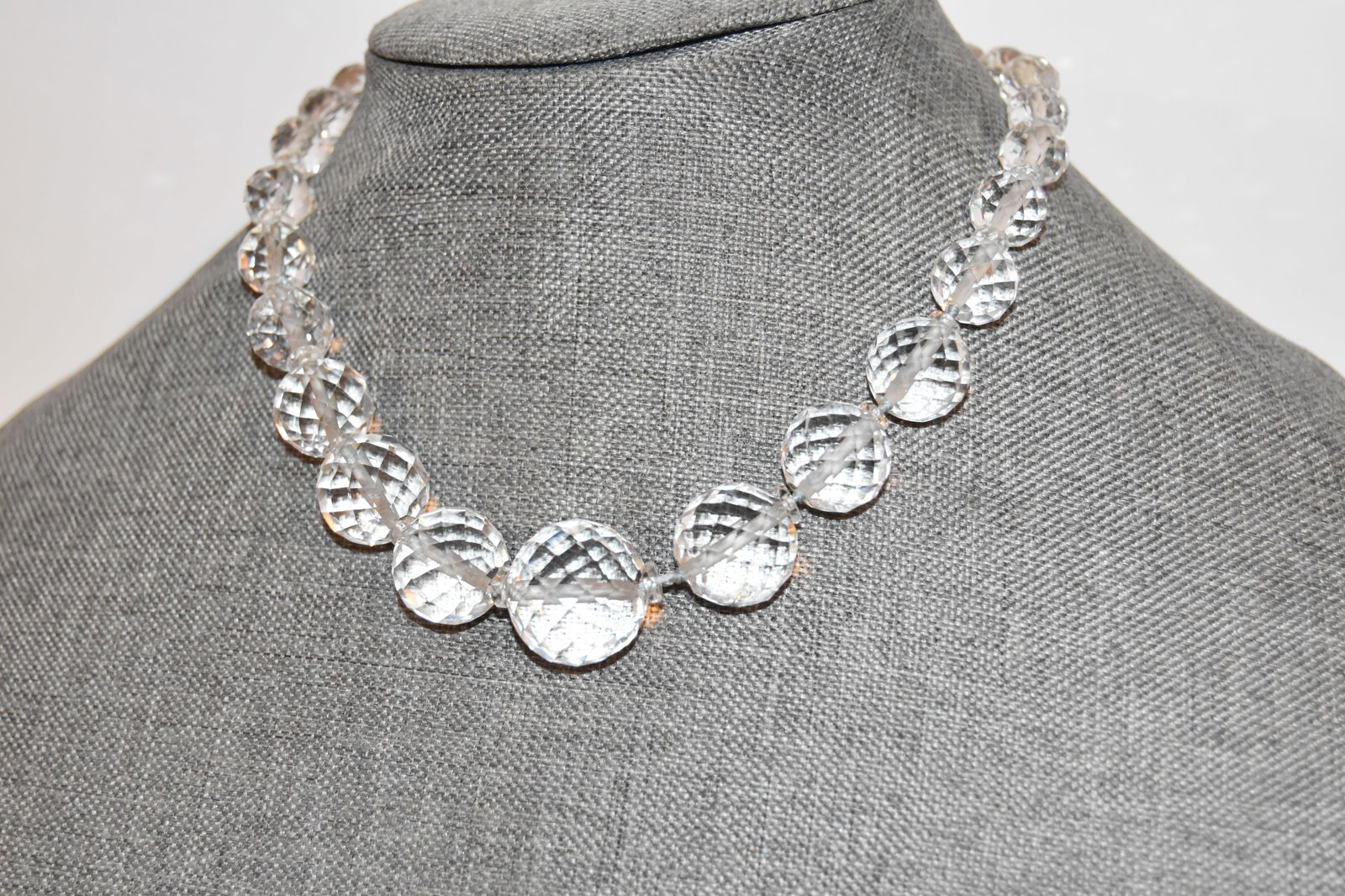 Vintage clear spinel beaded Necklace Sterling clasp (1 of 5)