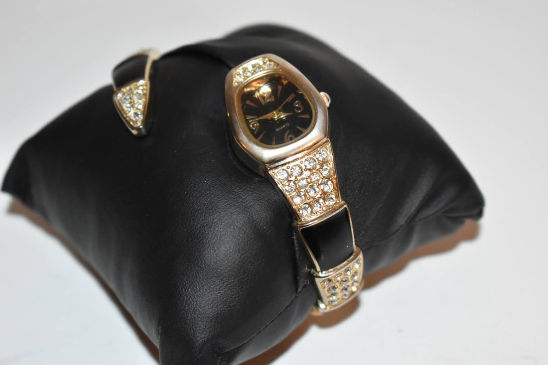 vintage quartz snake enamel rhinestone watch bracelet new (1 of 7)