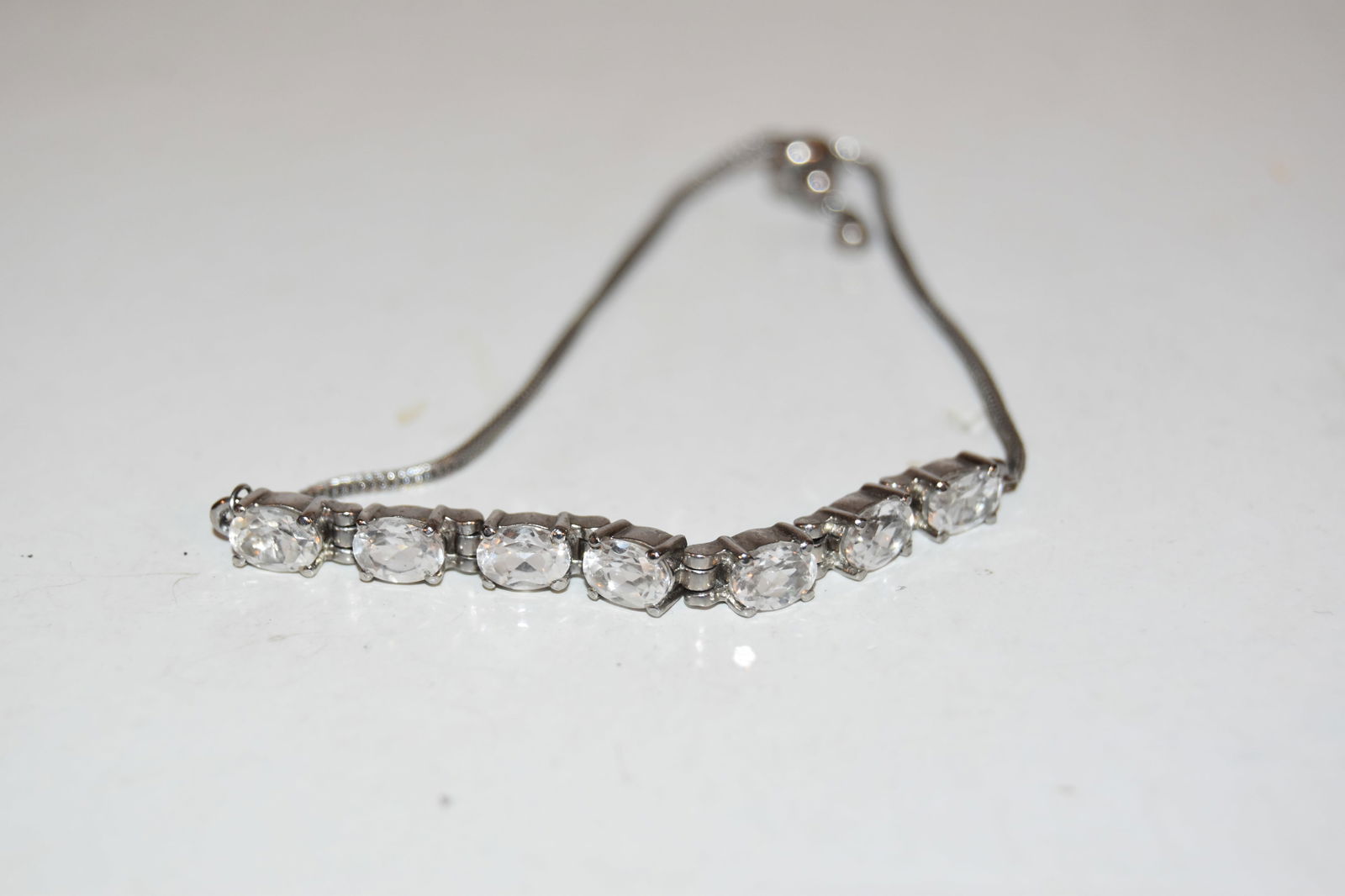 Vintage Sterling Silver Moissanite Bracelet adjustable stainless bead (1 of 4)