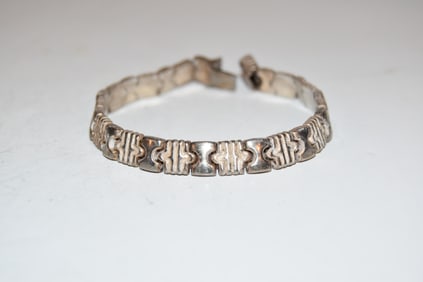 Vintage Sterling Silver linked italy Bracelet 8"