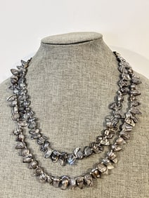 Vintage grey long Beaded Necklace