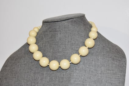 vintage bovine graduating bone bead necklace